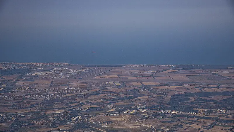 Actual view of Rome–Fiumicino Leonardo da Vinci International Airport
